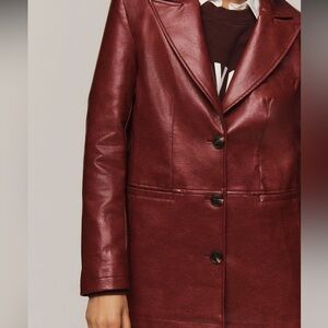 Maeve Burgundy Leather Blazer